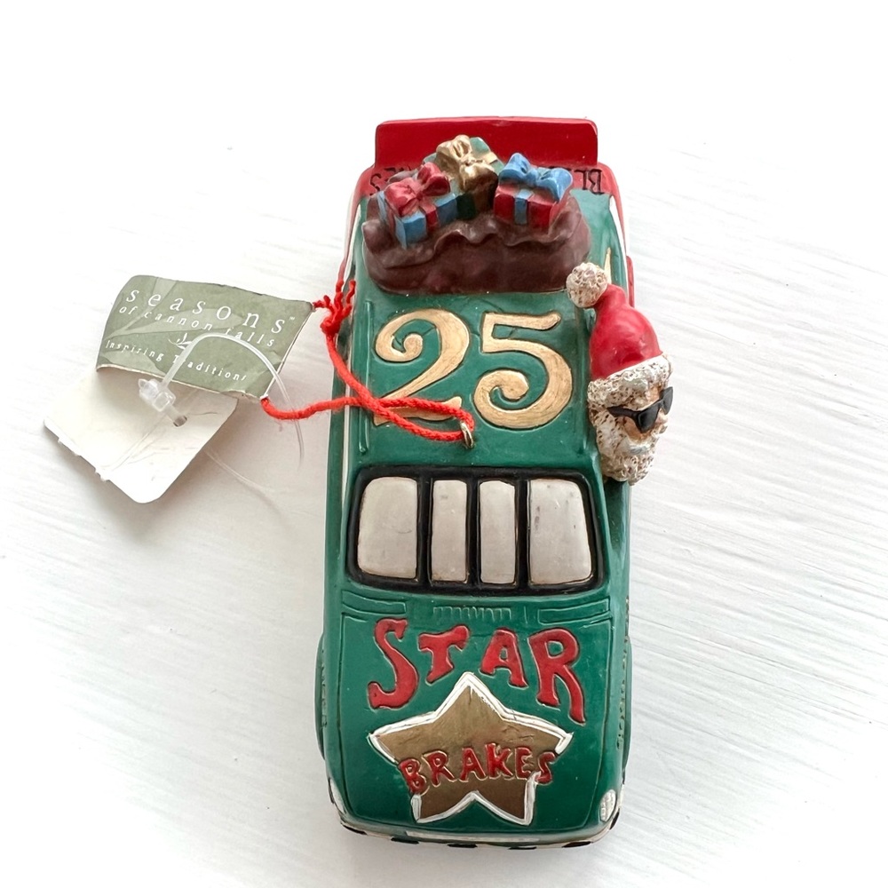 NEW Santa Claus Race Car Driver Christmas Toys Holiday Ornament New with Tags - Picture 4 of 14
